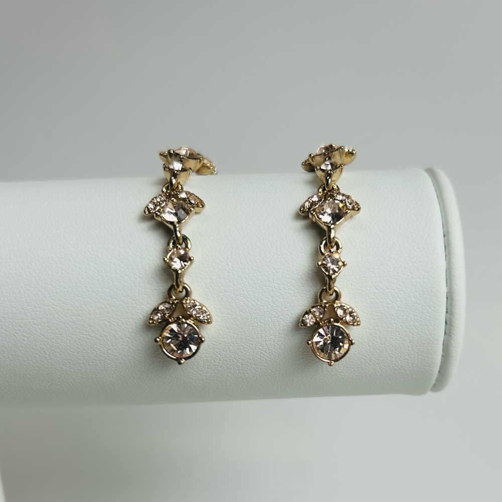 Givenchy Crystal Linear Drop Earrings, Elegant Gold - Picture 5 of 7